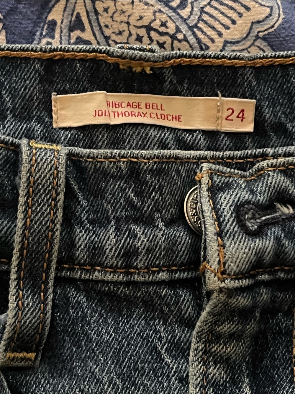 Levi's Ribcage Bell High Rise Flare Blue 24 - Picture 10 of 13